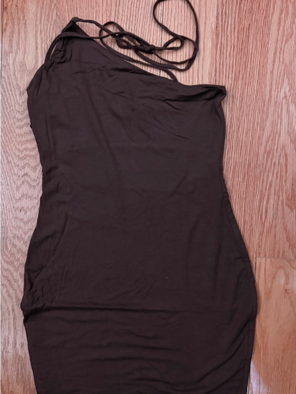 Oh Polly Chocolate One-Shoulder Bodycon Dress